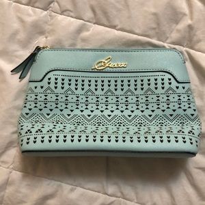Teal/Baby Blue Guess Makeup Bag/Pouch
